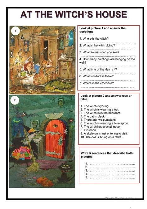 Witch Worksheets, Parts Of Speech Practice, Halloween Teaching, Witch's House, Halloween Lesson, Halloween Worksheets, Fall Art Projects, Kids English, Halloween Activities For Kids