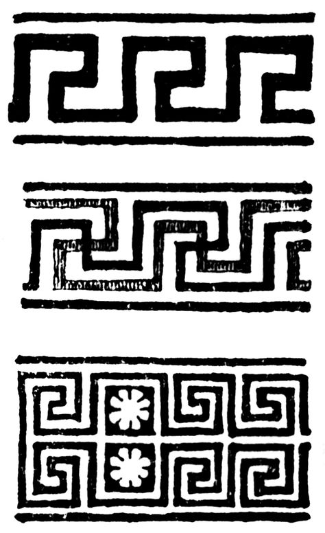 Types of Greek Frets Ancient Greece Aesthetic, Ancient Greece Art, Honeysuckle Vine, Lotus Bud, Greek Symbol, Greek Architecture, Greek Pattern, Greece Art, Ancient Greek Art