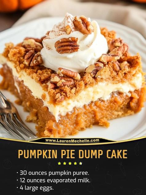 Family Cookbook Recipes | Pumpkin Pie Dump Cake is the perfect fall dessert and a delicious alternative to traditional pumpkin pie | Facebook Pumpkin Pie Cake Recipe, Pumpkin Pie Dump Cake, Traditional Pumpkin Pie, Pumpkin Dump Cake Recipe, Pumpkin Rolls, Pumpkin Cobbler, Pumpkin Dump, Pumpkin Pie Cake, Pumpkin Rolls Recipe