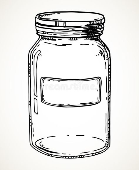 Hand drawn jar stock vector. Illustration of blank, vintage - 116969620 Glass Bottle Drawing Sketch, Jar Sketch, Mason Jar Tattoo, Bottle Drawing, Easter Printables Free, Money Jars, Printables Free Kids, Jar Art, Doodle Drawings