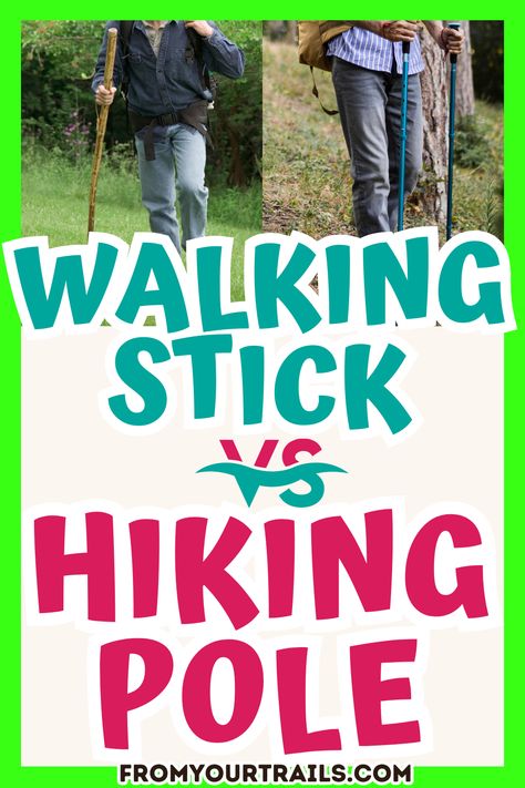 walking stick vs hiking pole Diy Hiking Stick, Hiking Sticks Diy, Walking Sticks Ideas Homemade, Wood Hiking Stick, Walking Sticks For Hiking, Swiss Hiking, Walking Sticks For Sale, Handmade Walking Sticks, Walking Staff