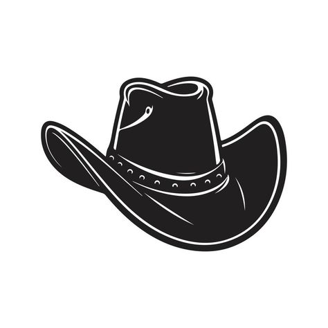 Cowboy Hat Line Art, Cowboy Hat Icon, Cow Boy Hat Sketch, Cowboy Hat Illustration, Cowgirl Hat Illustration, Cowboy Hat Graphic, White Cowboy Hat, White Color, Logo Concept