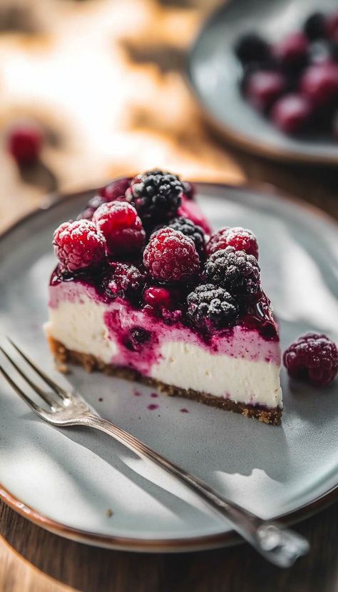 This No-Bake Berry Cheesecake is the perfect blend of creamy and fruity flavors! With a graham cracker crust and topped with fresh mixed berries, it’s light, refreshing, and ideal for summer. No oven needed for this easy dessert! Mixed Berry Cheesecake, Light Cheesecake, Cheesecake Toppings, Berry Cheesecake, Easy No Bake, Refreshing Desserts, Springform Pan, Graham Cracker Crust, Graham Cracker Crumbs