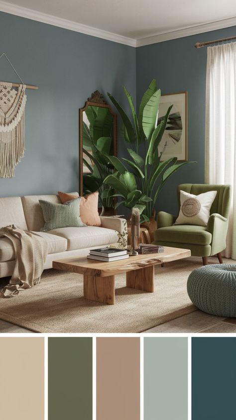 Earthy Tones Living Room, Boho Color Palettes, Modern Boho Living Room Ideas, Green Sofa Living Room, Living Room Design Boho, Boho Living Room Ideas, Modern Boho Living Room, Boho Space, Indian Tapestry