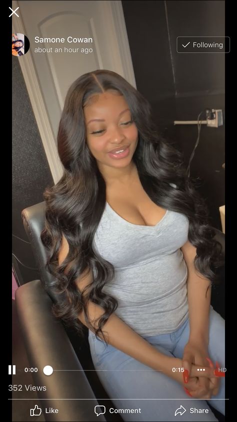 Middle Part Wig Black Women Curls, Middle Part Long Wavy Hair Black Women, Black Wig Side Part With Curls, Black Bodywave Wig Black Women, Frontal Sew In, Black Body Wave Wig Side Part, Closure Sew In, Lace Fronts, Body Wave Hair