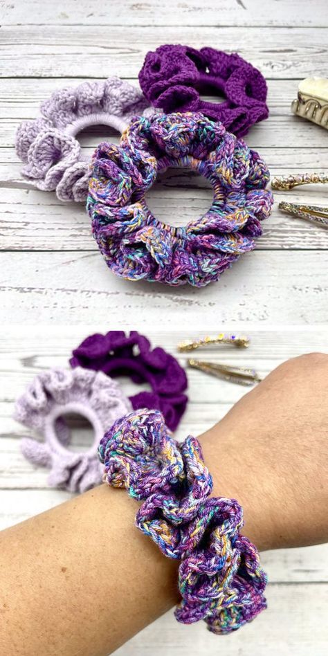 The Easiest Crochet Scrunchies – 1001 Patterns Easiest Crochet, Easy Crochet Headbands, Crochet Scrunchie, Crochet Scrunchies, Leftover Yarn, Velvet Design, Scrunchies Diy, Metric System, Crochet Hair Accessories