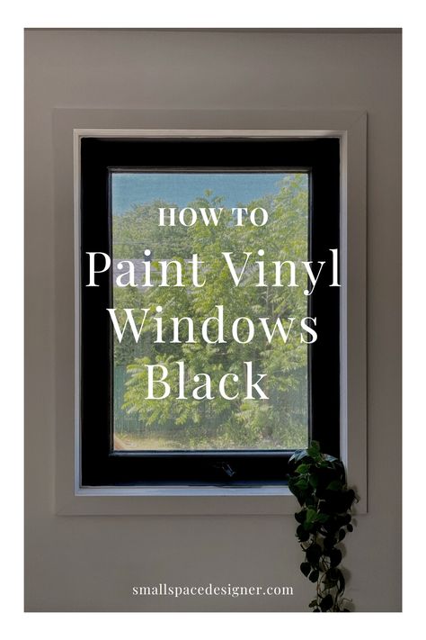 How to paint vinyl windows black How To Make White Windows Black, Paint Black Window Trim, Painted Black Windows Exterior, Black Outside Windows, How To Paint Interior Vinyl Windows Black, Diy Black Trim Windows, Black Windows Diy, How To Paint Vinyl Windows Black, How To Paint Exterior Windows Black