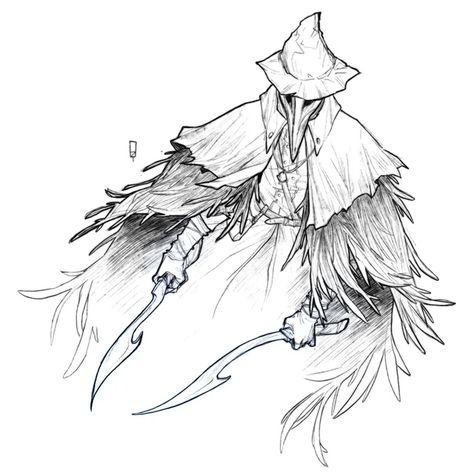 Bloodborne Eileen The Crow, Bloodborne Eileen, Bloodborne Tattoo, Eileen The Crow, Crows Drawing, Bloodborne Art, Crow Tattoo, Bloodborne, The Crow