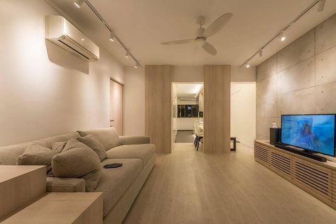 Muji Style Interior, Muji Inspired Home, Muji Interior, Semi Open Kitchen, Muji Home, Materials Board Interior Design, Interior Design Singapore, Condo Interior, Apartment Interior