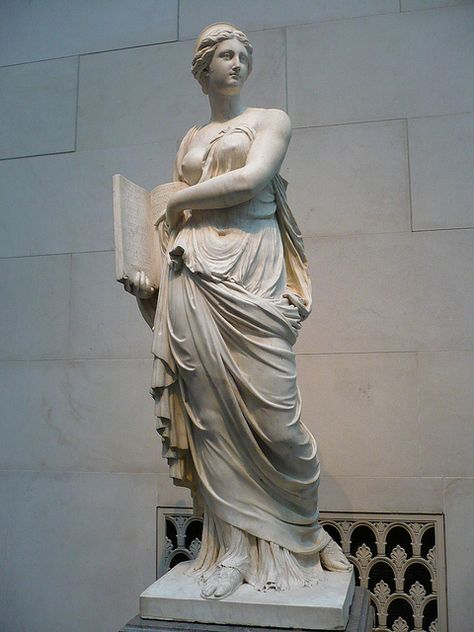 Statue of the muse Calliope, probably by Augustin Pajou circa 1763. On display in the Samuel Kress collection, National Gallery of Art in Washington, D.C. Greek Mythology Statue, Greek Statues, Ancient Statues, Roman Sculpture, Greek Mythology Art, Stone Statues, Carthage, Marble Statues, Mythology Art