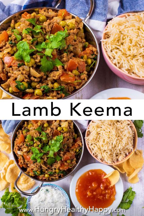 Lamb Keema is a quick, easy and delicious Indian lamb curry recipe that freezes well. Just enough spice for plenty of flavour, but not too much so it is still a family friendly curry. Lamb mince that is lightly spiced and cooked with fresh tomatoes and peas for a comforting curry that makes an easy midweek meal.  #curry #lamb #indian #pakistani #keema Minced Beef Curry, Lamb Keema, Keema Curry Recipe, Lamb Mince Recipes, Homemade Takeout, Curry Lamb, Keema Curry, Lamb Curry Recipes, Healthy Curry