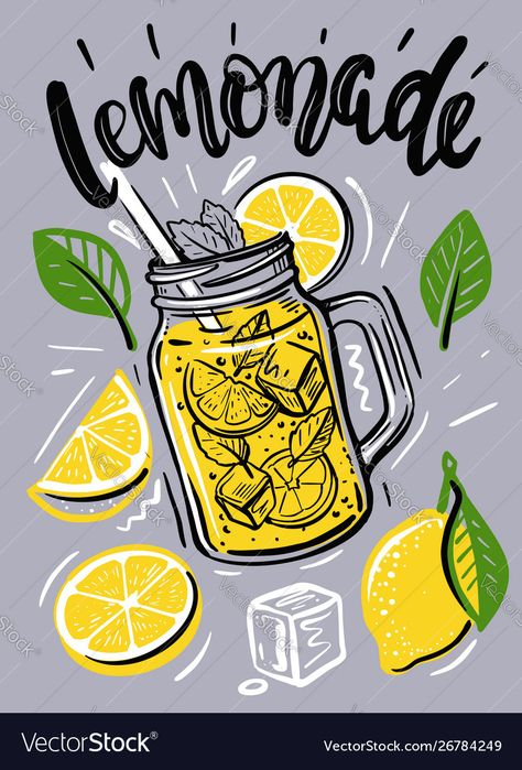 Lemonade Sticker Design, Lemonade Graphic Design, Food Ad Design, Lemonade Drawing, Lemon Logo Design, Lemonade Logo, Lemonade Poster, Lemonade Cup, Lemonade Art