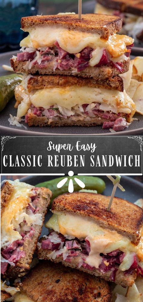 Rubin Sandwich, Corned Beef And Sauerkraut, Best Reuben Sandwich, Classic Reuben Sandwich, Reuben Recipe, Reuben Sandwich Recipe, Reuben Sandwich Classic, Corned Beef Sandwich, Easy Sandwich