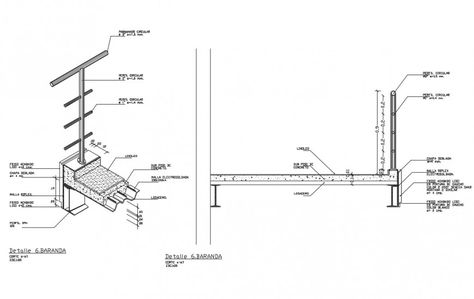 Rail and balcony constructive structure cad drawing details dwg file Balcony Construction Ideas, Iron Railings Outdoor, Hostel Design, Interior Partition, Steel Balustrade, Steel Architecture, Drawing Details, Hostels Design, Wall Railing