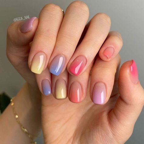 Colorful Nails Design, Round Nail Designs, Color Block Nails, Minimal Nails Art, Milky Nails, Hello Nails, Minimal Nails, Cute Gel Nails, Round Nails