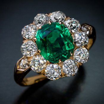 Diamond And Emerald Engagement Ring, Emerald Engagement Ring Vintage, Emerald Diamond Engagement Ring, Diamond Tops, Emerald Ring Engagement Diamond, Antique Engagement Ring, Antique Diamond Rings, Faberge Eggs, Colombian Emeralds