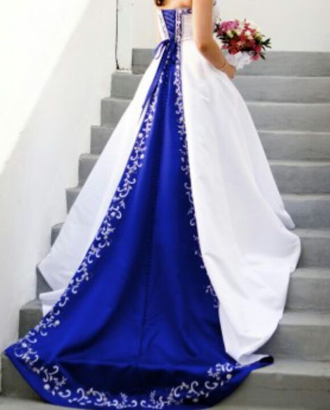 Wedding train White And Royal Blue Wedding Dress, Royal Blue And Silver Wedding Ideas, Royal Blue And White Wedding Dress, Royal Blue And Silver Wedding Theme, Royal Blue Wedding Dress, Royal Blue And Silver Wedding, Royal Blue And White Wedding, Navy Blue Wedding Dress, Dark Purple Wedding