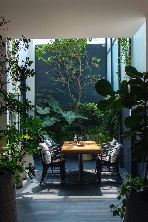 Outdoor Dining, Potted Plants, Dining Area, The Middle, Decor Ideas, Bedroom, Plants, Wall, Home Decor