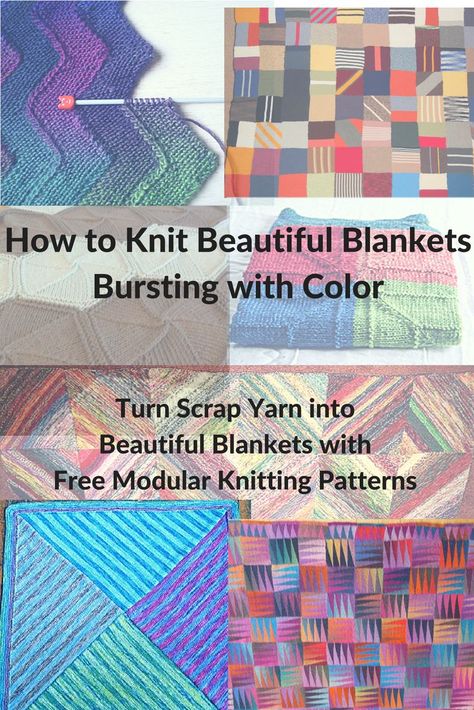 Your scrap yarn can create the most beautiful blanket, thanks to these free modular blanket knitting patterns - Knitting for Charity Knitting Patterns Free Blanket Squares, Modular Knitting, Knitting Projects Blanket, Knitting Organization, Blanket Squares, Knitted Blanket Squares, Knitting Squares, Knitting Patterns Free Blanket, Knitting For Charity