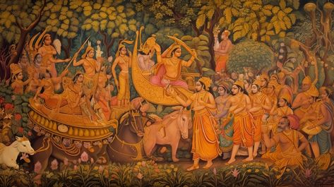 Paintings Depicting The Great Hindu Lord Lord Rama Background, Ramayana With Picture, Asia, Ramayana Background Image And Wallpaper for Free Download Ramayana Images, Ramayana Art, Ramayana Story, Lord Rama, Vedic Art, Textured Canvas, Textured Canvas Art, Hindu Art, Canvas Texture