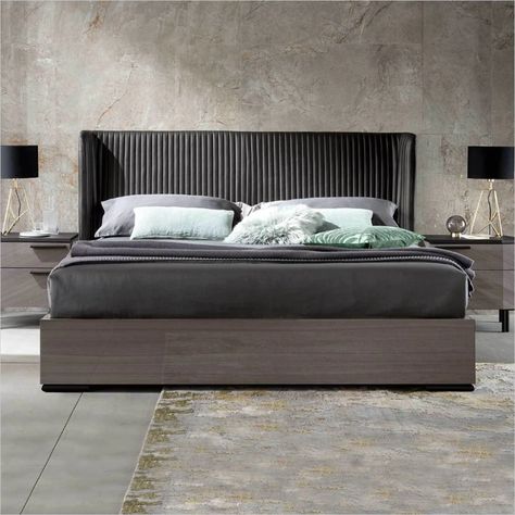 Diamond Bedroom, Modern King Bed, Contemporary Bedrooms, Bedroom Door Design, Queen Size Platform Bed, Leather Headboard, Cama Queen, King Bed Frame, Leather Bed