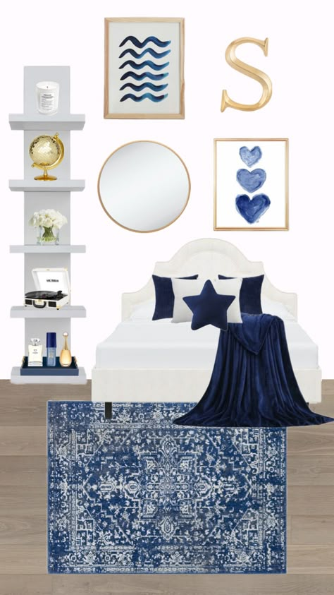 Stockholm, Navy Blue, Navy, Bedroom, Blue, White