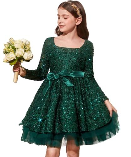 ABAO SISTER Sequin Flower Girl Dress Kids Party Birthday Christmas Dresses Velvet Christmas Dress, Sequin Flower Girl Dress, Green Sequin Dress, Sequin Flower, Christmas Dresses, Kids Party Dresses, Girls Christmas Dresses, Christmas Kids, Green Sequins