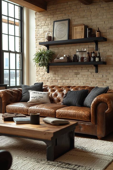 Trendy 24+ Beige And Black Apartment Ideas That Feel Fresh Modern Masculine Apartment, Apartment Living Room Men, Black And Beige Apartment, Black And Tan Aesthetic, Black And Brown Living Room Decor, Black Apartments, Masculine Apartment Decor, Masculine Studio Apartment, Beige Apartment