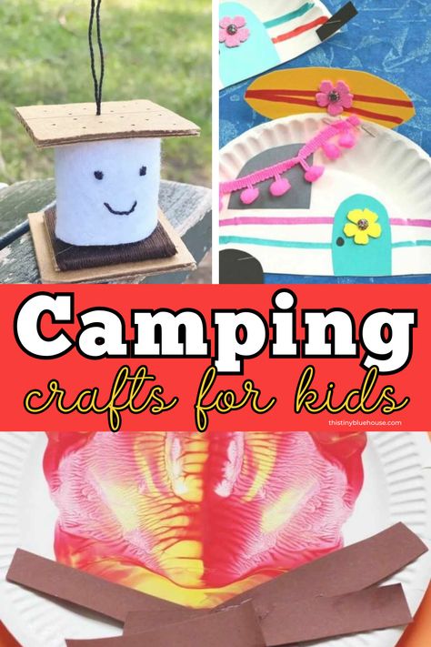 These adorable camping themed crafts for kids of all ages are the best way to celebrate camping season and get pumped about an upcoming camping trip. Camping Themed Art For Kids, Camping Art Projects For Kids Preschool Craft Ideas, Camping Theme Art For Toddlers, Camping Theme Games For Kids, Camp Theme Crafts For Kids, Camping Kids Crafts, Easy Camping Crafts For Toddlers, Camping Arts And Crafts For Preschool, Camping Themed Crafts For Kids