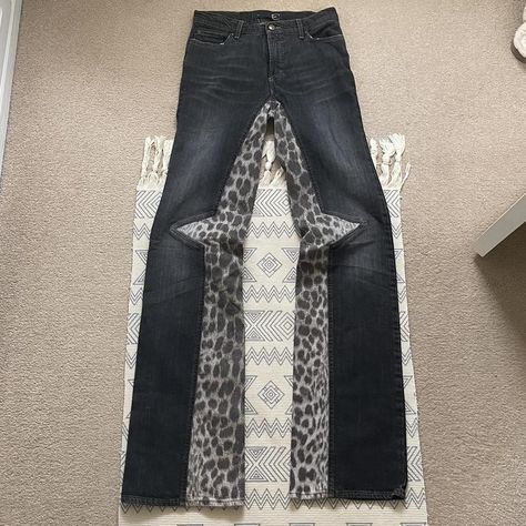 Black Straight Jeans, Remake Clothes, Reworked Clothes, Cavalli Jeans, Diy Clothes Design, Upcycled Fashion, Jeans Diy, Just Cavalli, Upcycle Clothes