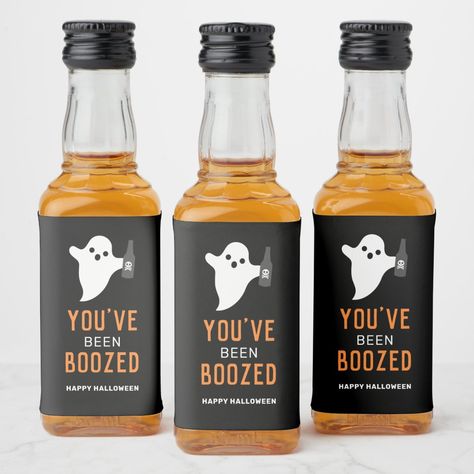 You've Been Boozed, Halloween Beer, Liquor Bottle Labels, Orange Liquor, Halloween Text, Mini Liquor Bottles, Bottle Label Design, Halloween Favors, Drink Labels