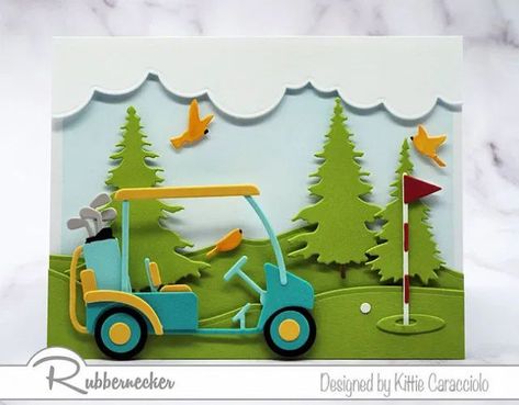 Golf Birthday Cards, Golf Cards, Gold Card, Golf Theme, Golf Birthday, Masculine Birthday Cards, Birthday Cards For Men, Die Cut Cards, Hole In One