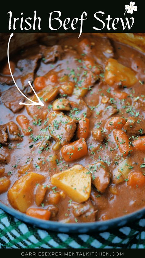 Comforting Irish Beef Stew made with tender cuts of beef, vegetables and potatoes in a rich, beer infused brown gravy. #beef #stew Gravy Beef Stew, Brown Gravy Beef Stew, French Beef Stew Recipe, Beef Barley Stew, Beer Stew, French Beef Stew, Irish Stew Recipe, Irish Beef Stew, Stew Beef