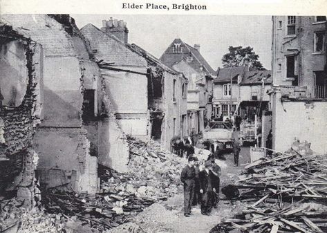 An intriguing photograph I was intrigued by the photograph of Elder Place taken following WWII bombing, which illustrated what was appeared ... Old Illustration, Brighton Rock, Brighton Sussex, Brighton England, The Blitz, Brighton And Hove, The Photograph, Weekend Breaks, History Photos