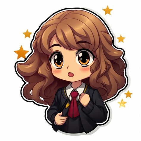 Harry Potter Cute Pictures Cartoon, Harry Potter Pictures To Print, Harmonie Harry Potter, Hermione Anime, Hermione Cartoon, Harry Potter Desenho, Harry Potter Svg Files, Harry Potter Kawaii, Hermione Granger Art