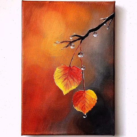 Acrylic Painting Simple Abstract Art, Draw Autumn Ideas, Autumn Leaves Painting Acrylic, Autumn Acrylic Painting Ideas, Oil Painting On Small Canvas, Autumn Abstract Painting, Autumn Canvas Painting, Trees Painting Acrylic, Autumn Painting Acrylic