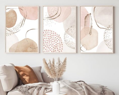 Set of 3 printable blush pink grey gold posters Living room | Etsy Abstract Geometric Art, Gold Wall Art, Modern Wall Art Canvas, Wall Decor Pictures, Pink Abstract, Living Room Decor Modern, Home Decor Paintings, Gold Walls, Wall Art Canvas Painting