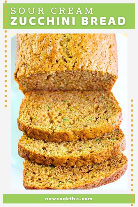 Zucchini Bread With Sour Cream, Bread With Sour Cream, Extra Zucchini, Banana Bread Muffins Easy, Poppyseed Bread, Easy Zucchini Bread Recipes, Best Zucchini Recipes, Zucchini Recipes Dessert, Easy Zucchini Bread