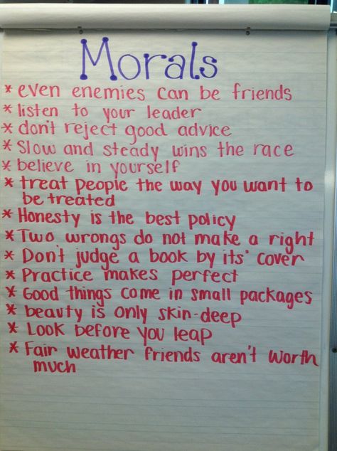 Discussing different views of morals is critical in the 21st century classroom. It is important to encourage questioning, and with discussing the meaning of morality, and what society views as moral and immoral, students learn more about where they sit on each debate. Critical Literacy, Stories With Moral Lessons, Teaching Emotions, Central Message, 21st Century Classroom, Moral Of The Story, Good Morals, Reading Anchor Charts, 2nd Grade Ela
