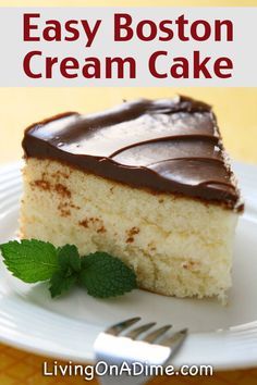 Boston Cream Cake Recipe, Boston Cream Pie Recipe, Boston Cream Poke Cake, Boston Cream Cake, Baking A Cake, Cream Cake Recipe, Boston Cream Pie, Cream Pie Recipes, Boston Cream