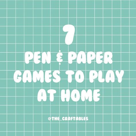 Your family (and eyes) will thank you for playing these super-fun pen and paper games.  Which of these have you played as a child?  #Craftables #TheCraftables #penandpapergames #penandpaper Games To Play At Home, Paper Wall Art Diy, Fun Games For Adults, Dots And Boxes, Pen And Paper Games, Paper Garlands, Scavenger Hunt Birthday, Icebreaker Activities, Game Organization