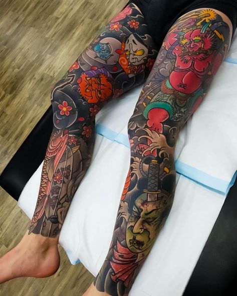 #Tattoos,Japanese Sleeve Tattoo Flower Leg Tattoos, Upper Leg Tattoos, Japanese Leg Tattoo, Leg Tattoo Ideas, Japanese Tattoos For Men, Best Leg Tattoos, Tattoo Japanese Style, Japanese Legs, Full Leg Tattoos