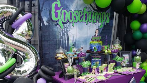 Goosebumps Themed Birthday Party, Goosebumps Birthday Party, Goosebumps Birthday, Goosebumps Party, Spooky Birthday, Goosebumps Books, Monster Cupcakes, Reading Club, Birthday Activities