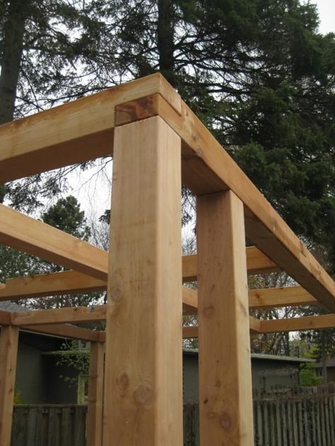 Pergola Ideas, Building A Pergola, Pergola Attached To House, Wood Pergola, Pergola Design, Wooden Pergola, Wood Joints, Backyard Pergola, Deck With Pergola