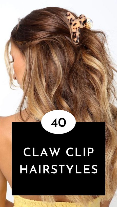 Are you looking how to freshen up your hairstyle? We have selected some of the best claw clip hairstyles you can do just with one twist. Wavy Hair Clipped Back, Curly Half Up Claw Clip, Some Up Some Down Claw Clip, Wavy Hair Half Up Half Down Claw Clip, How To Clip Up Hair, Claw Clip Hairstyles Medium Hair Half Up, Claw Hair Clip Hairstyles Long Hair, Half Up Mini Claw Clip, How To Pull Hair Back With A Clip