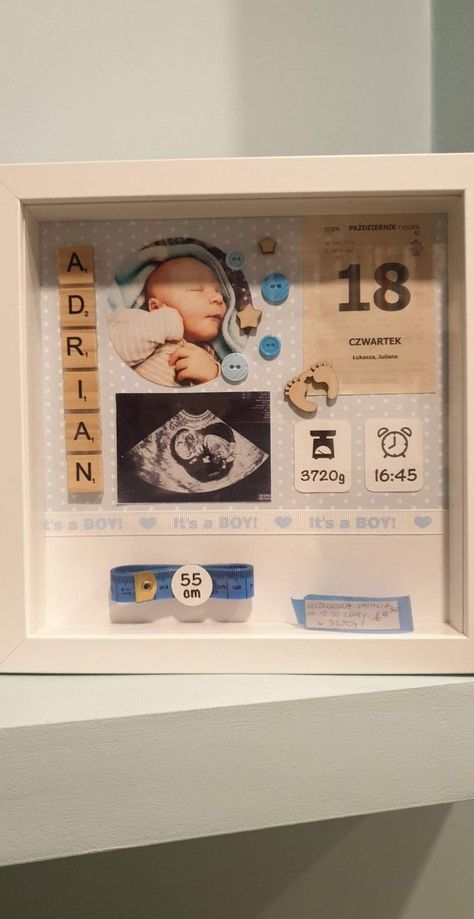 Photo Frame For Newborn, Surprise Godparents Ideas, Nursery Shadow Box Ideas, Newborn Frame Ideas, Newborn Keepsake Ideas Diy, Newborn Memory Ideas, Newborn Shadow Box Ideas, Newborn Keepsake Ideas, Baby Box Frame Ideas