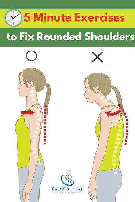 How to fix rounded shoulders and improve posture Fixing Rounded Shoulders, Shoulder Therapy Exercises, Rounded Back Exercises, Rounded Shoulders Exercises, Exercise For Better Posture, Exercise For Rounded Shoulders, Diy Posture Corrector, Exercise For Good Posture, Posture Workout Women