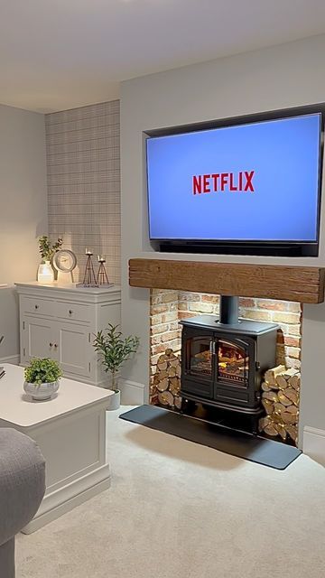 Above Fireplace Ideas, Alcove Ideas Living Room, Log Burner Living Room, Fire Places, Living Room Decor Inspiration, Living Room Decor Fireplace, Lounge Design, Log Burner, Stove Fireplace