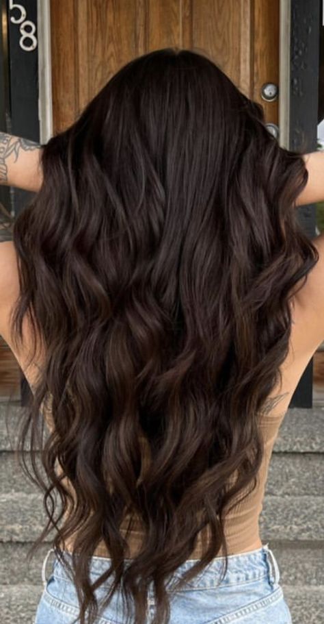 Dark Brown Reverse Balayage, Brunnet Hair Aesthetic, Brunette Hair No Highlights, Sunkissed Hair Highlights, Brunnet Hair, Chocolate Cherry Brown Hair, Dark Brown Hair Rich, Chocolate Brunette Hair, Cherry Brown Hair