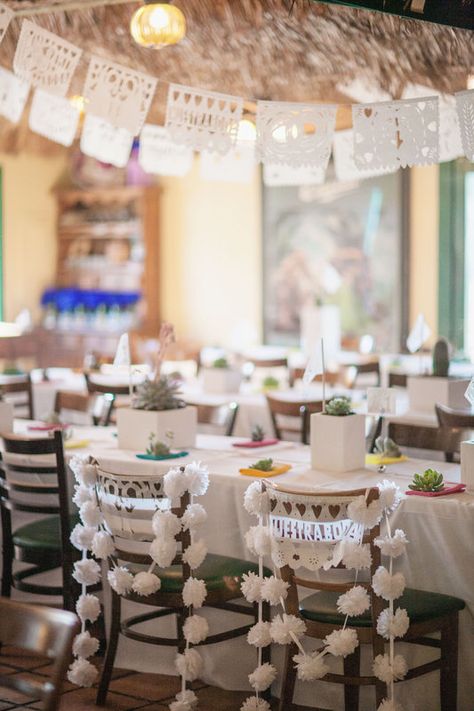 Mexican Modern Theme all white wedding Becca & Brent Photo By kristina lee photography Mexican Fiesta Party Decorations, Mexican Wedding Decorations, Marfa Wedding, White Mexican, Mexican Themed Weddings, Hacienda Wedding, Mexican Party Decorations, Old Town San Diego, Mexican Fiesta Party